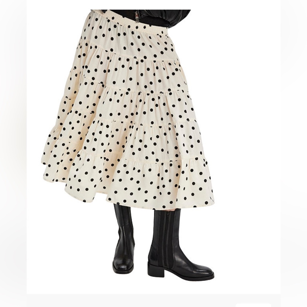 NWOT Free People Women's Full Swing Printed Tiered Midi Skirt Size L